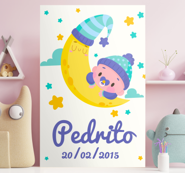 Canvas schilderij baby's slaapende baby maan - TenStickers