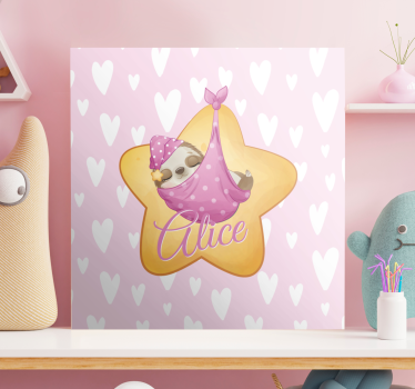 Canvas schilderij baby's slapende luiaard ster - TenStickers