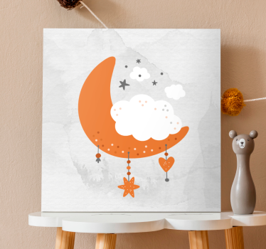 Canvas schilderij baby's wolkenmaan hangend - TenStickers