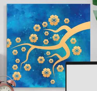 Canvas schilderij bloemen en planten bloeiende tak - TenStickers