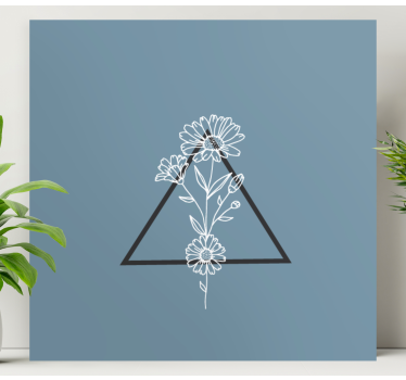 Canvas schilderij bloemen en planten driehoekig ontwerp - TenStickers