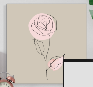 Canvas schilderij bloemen en planten elegant line roos - TenStickers