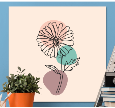 Canvas schilderij bloemen en planten enkele bloemomtrek - TenStickers