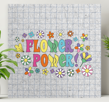 Canvas schilderij bloemen en planten flower power ontwerp - TenStickers