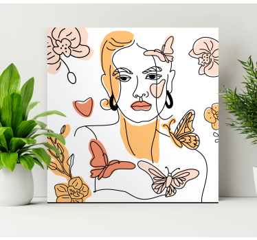 Canvas schilderij bloemen en planten gestileerd portret - TenStickers
