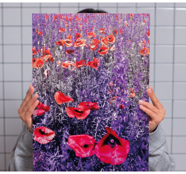 Canvas schilderij bloemen en planten luminous klaprozenveld - TenStickers