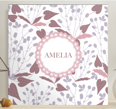 Canvas schilderij bloemen en planten met naam ontwerp - TenStickers