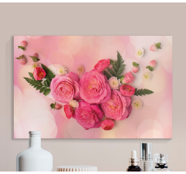 Canvas schilderij bloemen en planten roze bloemenboeket - TenStickers