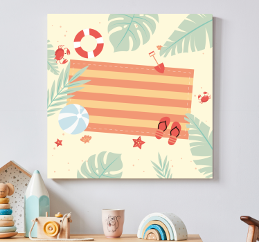 Canvas schilderij bloemen en planten strandscène elementen - TenStickers