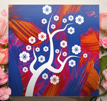 Canvas schilderij bloemen en planten witte bloesemboom - TenStickers