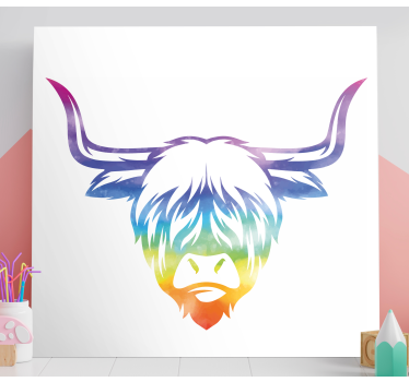 Canvas schilderij dieren kleurrijke hooglander - TenStickers
