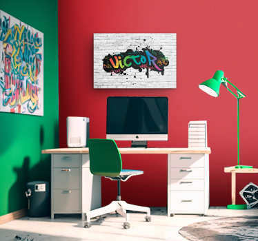 Canvas schilderij graffiti naam op stenen muur - TenStickers
