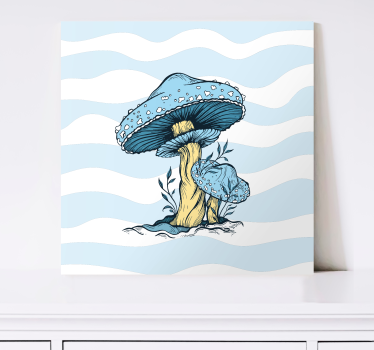 Canvas schilderij keuken Blauwe mashroom illustratie - TenStickers