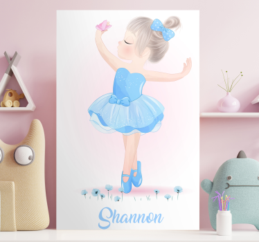 Canvas schilderij kinderen dansend meisje met vlinder - TenStickers