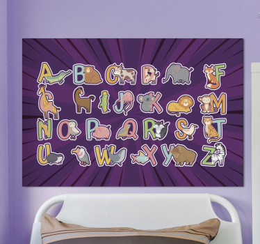 Canvas schilderij kinderen dierenalfabet plezier - TenStickers