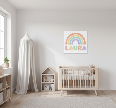 Canvas schilderij kinderen plakregenboog met naam - TenStickers