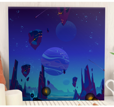Canvas schilderij kinderen ruimtelijke avonturenscène - TenStickers