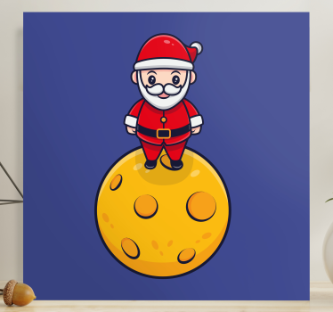 Canvas schilderij kinderen santa op de maan - TenStickers