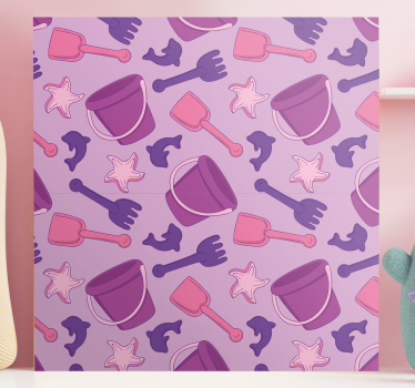 Canvas schilderij kinderen strand speelgoed patroon - TenStickers