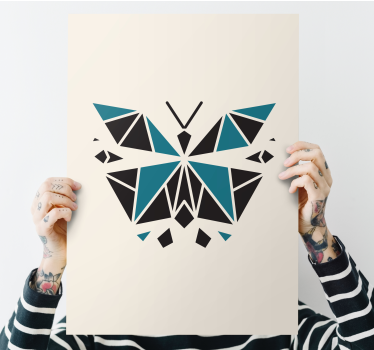 Canvas schilderij libel in geometrische vlinder vorm - TenStickers