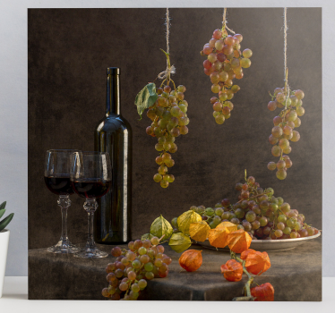 Canvas stilleven en fruit hangende druiven display - TenStickers