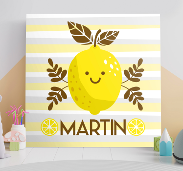 Canvas stilleven en fruit smiling lemon embleem - TenStickers