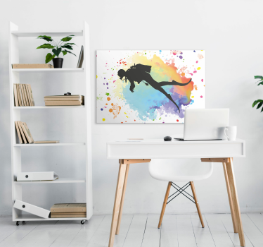 Waterverf scuba duiker canvas - TenStickers