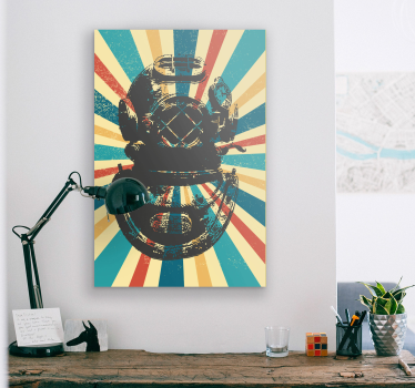 Vintage scuba duiker canvas - TenStickers
