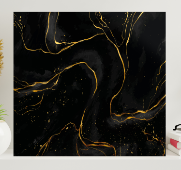 Elegante canvas schilderij Zwart en gouden marmer - TenStickers