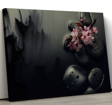 Elegante stenen en bloemen landschap canvas schilderen - TenStickers