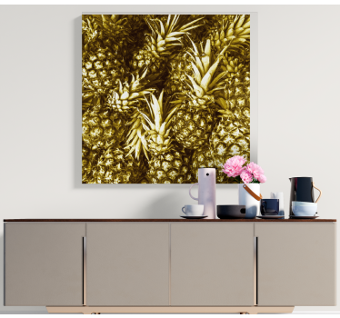 Gouden ananascluster Canvas stilleven en fruit - TenStickers