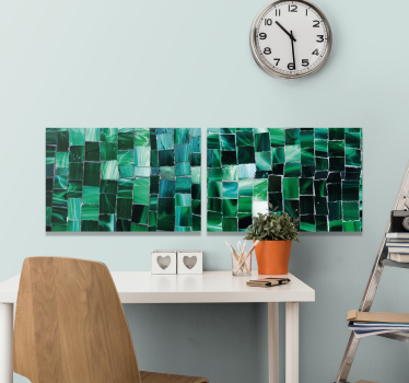 Groene tinten mozaïek canvas schilderij  - TenStickers
