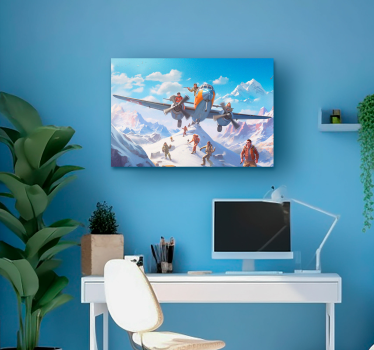 Karakters op een vliegtuig videogames canvas - TenStickers