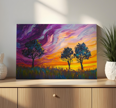 Kleurrijke lucht en bomen Canvas landschap - TenStickers