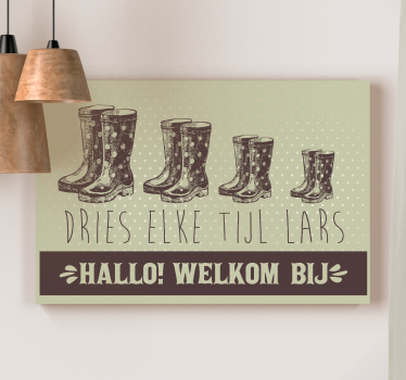 Laarsen welkom familienaam canvas - TenStickers