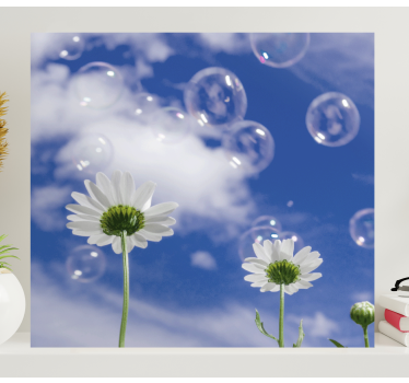 Madeliefjes en bellen Canvas schilderij bloemen en planten - TenStickers
