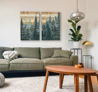 Majestueus dennenbos Canvas schilderij woonkamer - TenStickers