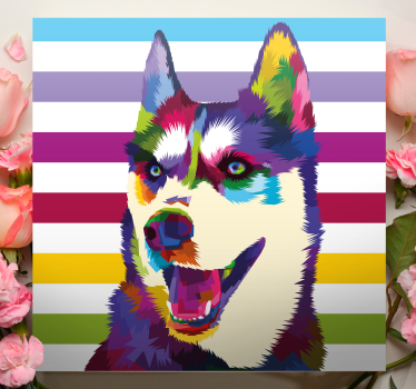 Modern canvas schilderij Hond gezicht kleurrijke pop-art - TenStickers