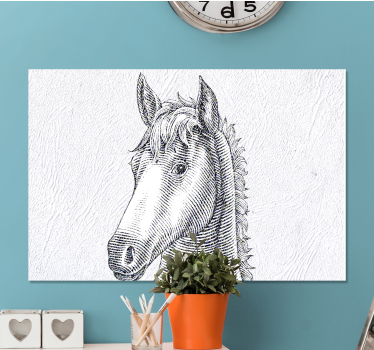 Paarden schilderij op canvas elegante paardenschets - TenStickers