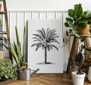 Palmboom inkt silhouet canvas schilderij - TenStickers
