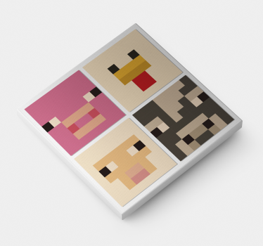 Pixel kunst dier gezichten videogames canvas - TenStickers