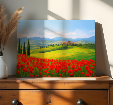 Rode bloemen veld Canvas landschap - TenStickers