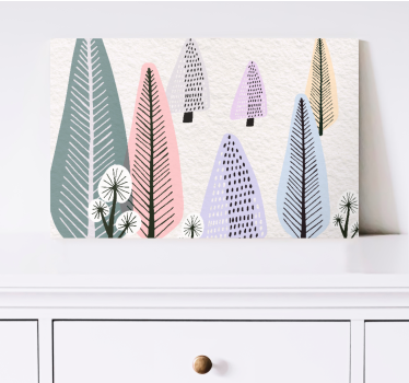 Scandinavisch kleurrijk bos Canvas bomen - TenStickers