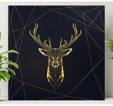 Scandinavische canvas schilderij Geometrische hert met goud - TenStickers