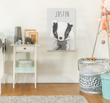 Baby das met naam Canvas schilderij kinderkamer - TenStickers