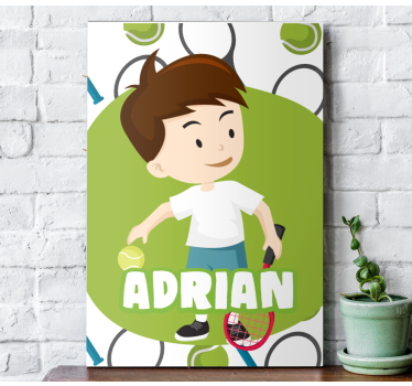 Canvas schilderij kinderen met gepersonaliseerde tennisbal - TenStickers