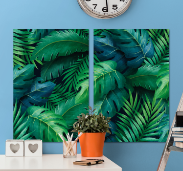 Tropisch groen Canvas schilderij bloemen en planten - TenStickers