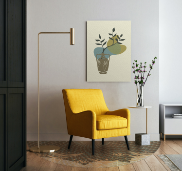 Vaas met blad Canvas schilderij bloemen en planten - TenStickers