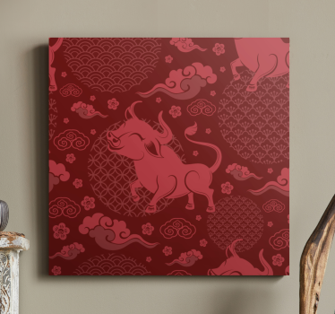 Vintage canvas schilderij Vintage patroon in chinese stijl - TenStickers