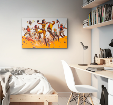 Vliegende aanval personages games canvas - TenStickers